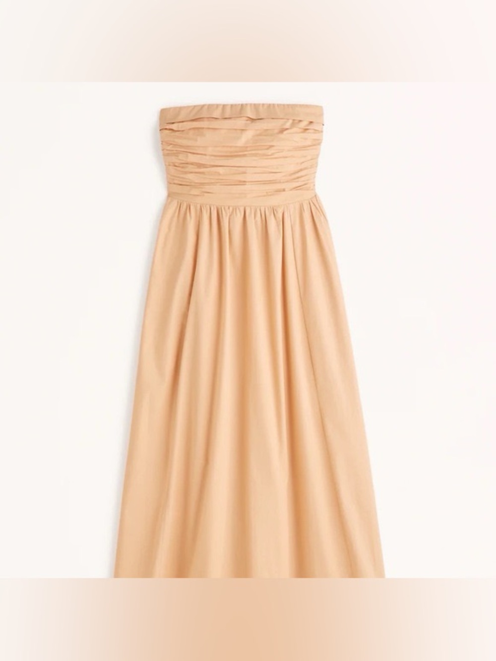 Abercrombie & Fitch | Poplin Strapless Smocked Bodice Peach Midi Dress